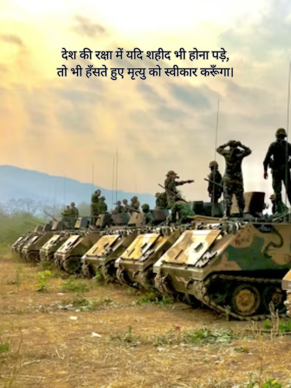 देश की रक्षा में यदि शहीद भी होना पड़े, तो भी हँसते हुए मृत्यु को स्वीकार करूँगा। Image.png